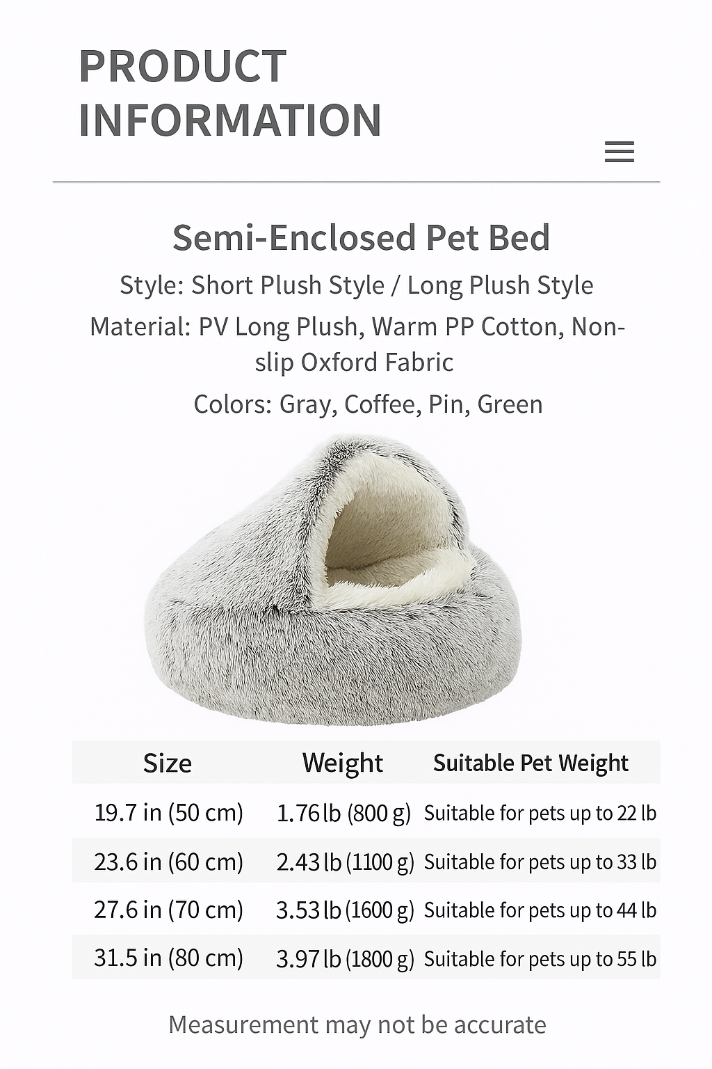 All-Season Insulated Shell-Shaped Semi-Enclosed  Bed - Stylish & Cozy Retreat for Cats & Dogs